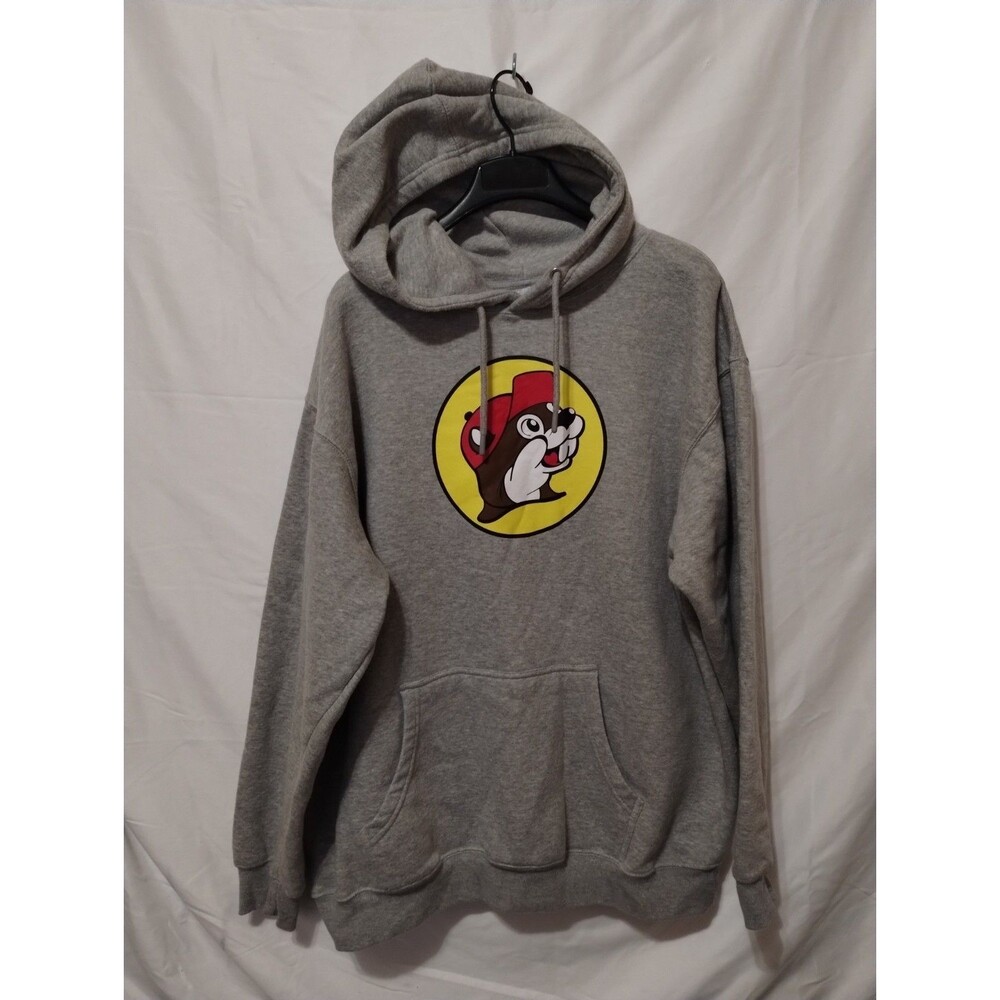 Buc-ees Men's Heather Grey Beaver Logo Graphic Hoodie XL